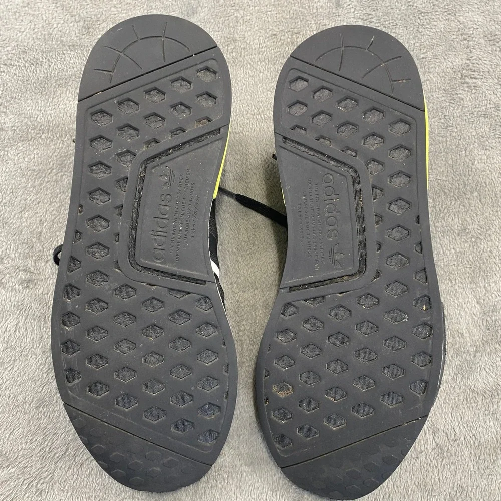Adidas NMD R1 Black Neon‎ Yellow Mens Sz 12 GV7183 Shoes Sneakers
